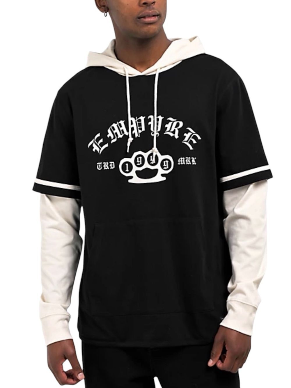 Empyre Benchwarmer 2fer Hooded Jersey Black White Graphic Skatewear Medium